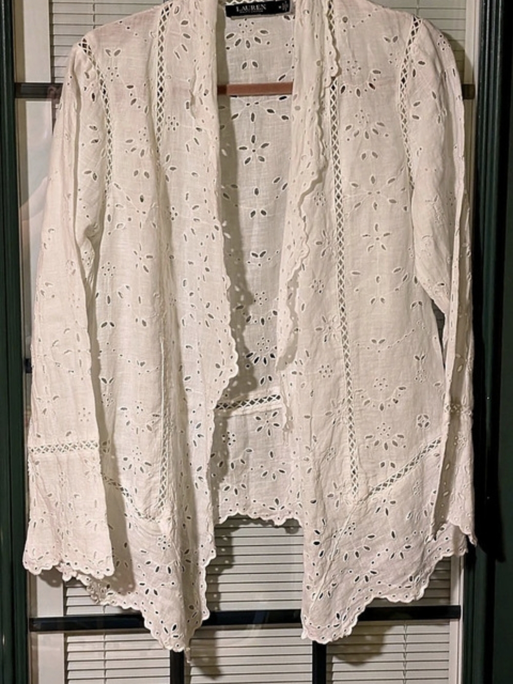 Lauren Ralph Lauren Cotton Eyelet Blouse in White Medium Boho Peasant Hippie75